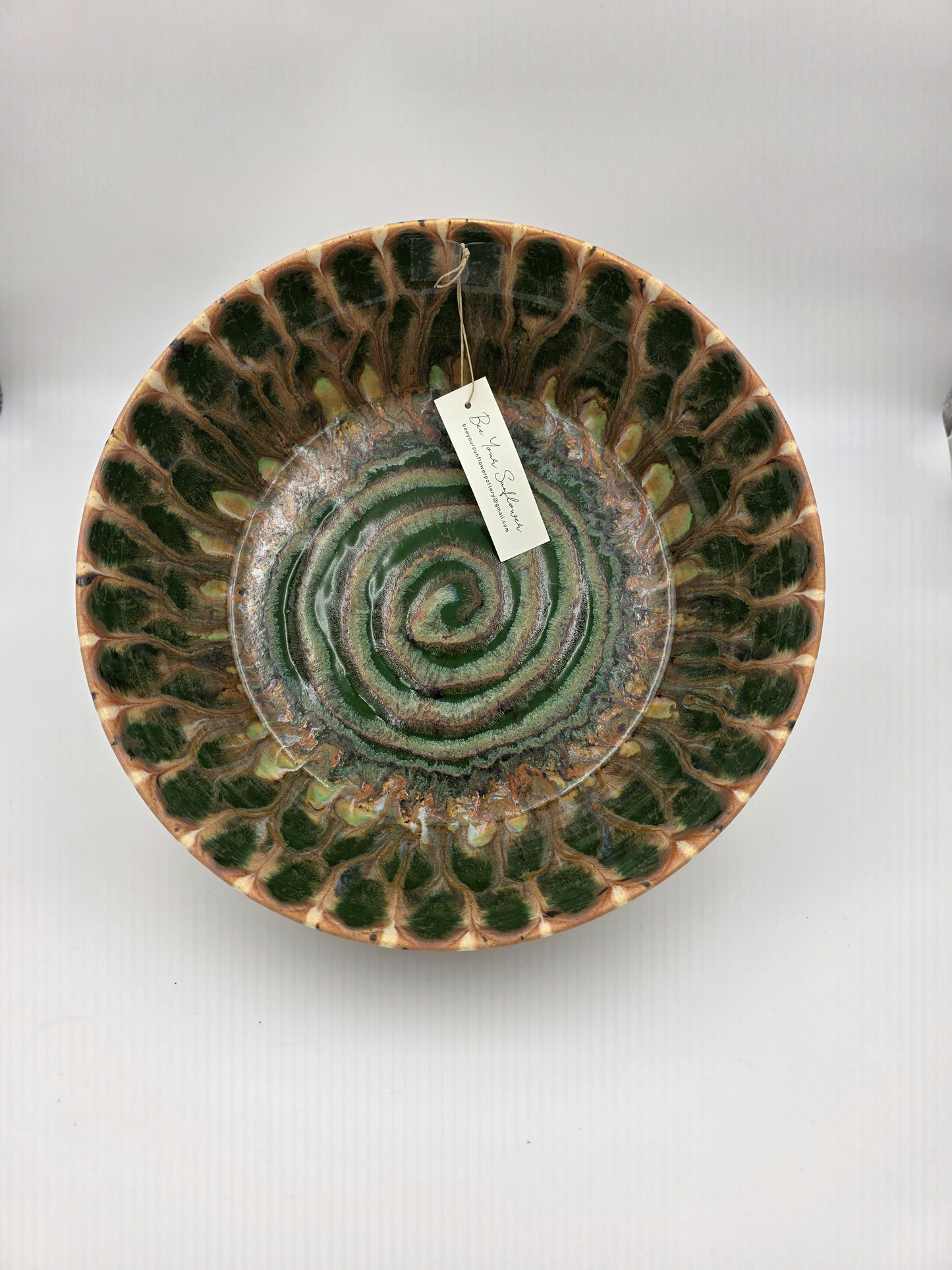 Serving Bowl- Green Peacock