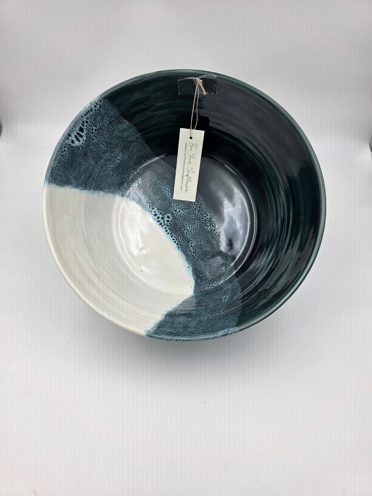 Serving Bowl-Emerald/White