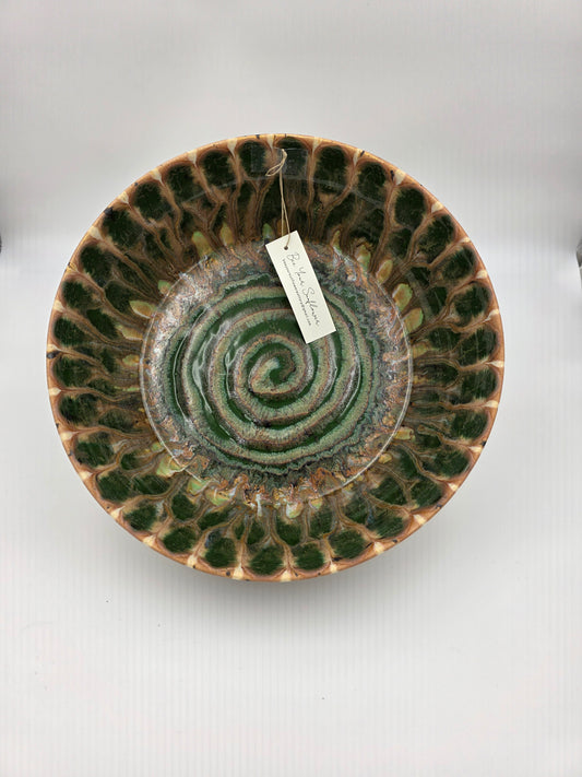 Serving Bowl- Green Peacock