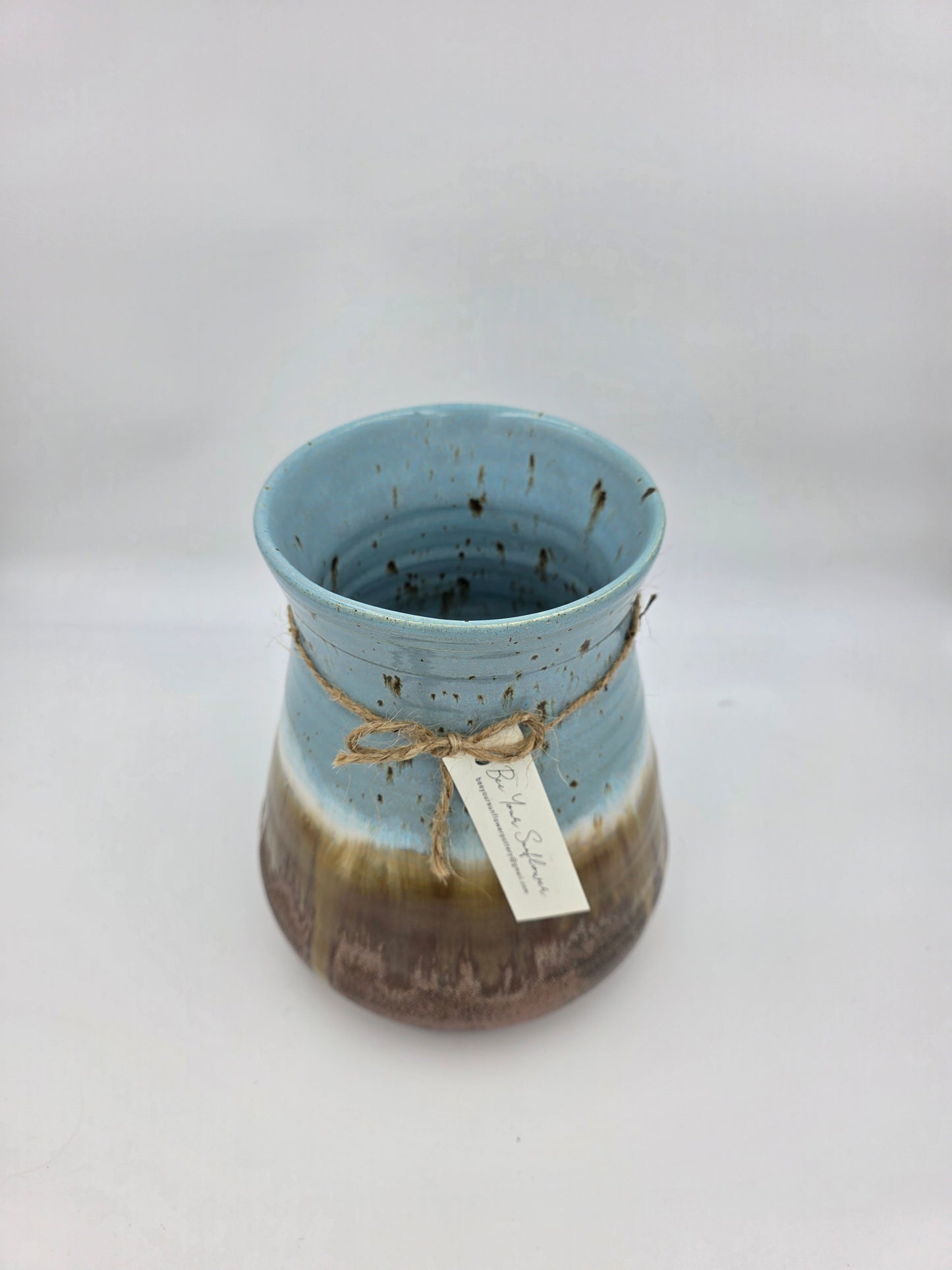 Utensil Crock/Flower Vase- SpeckledBlue/Copper