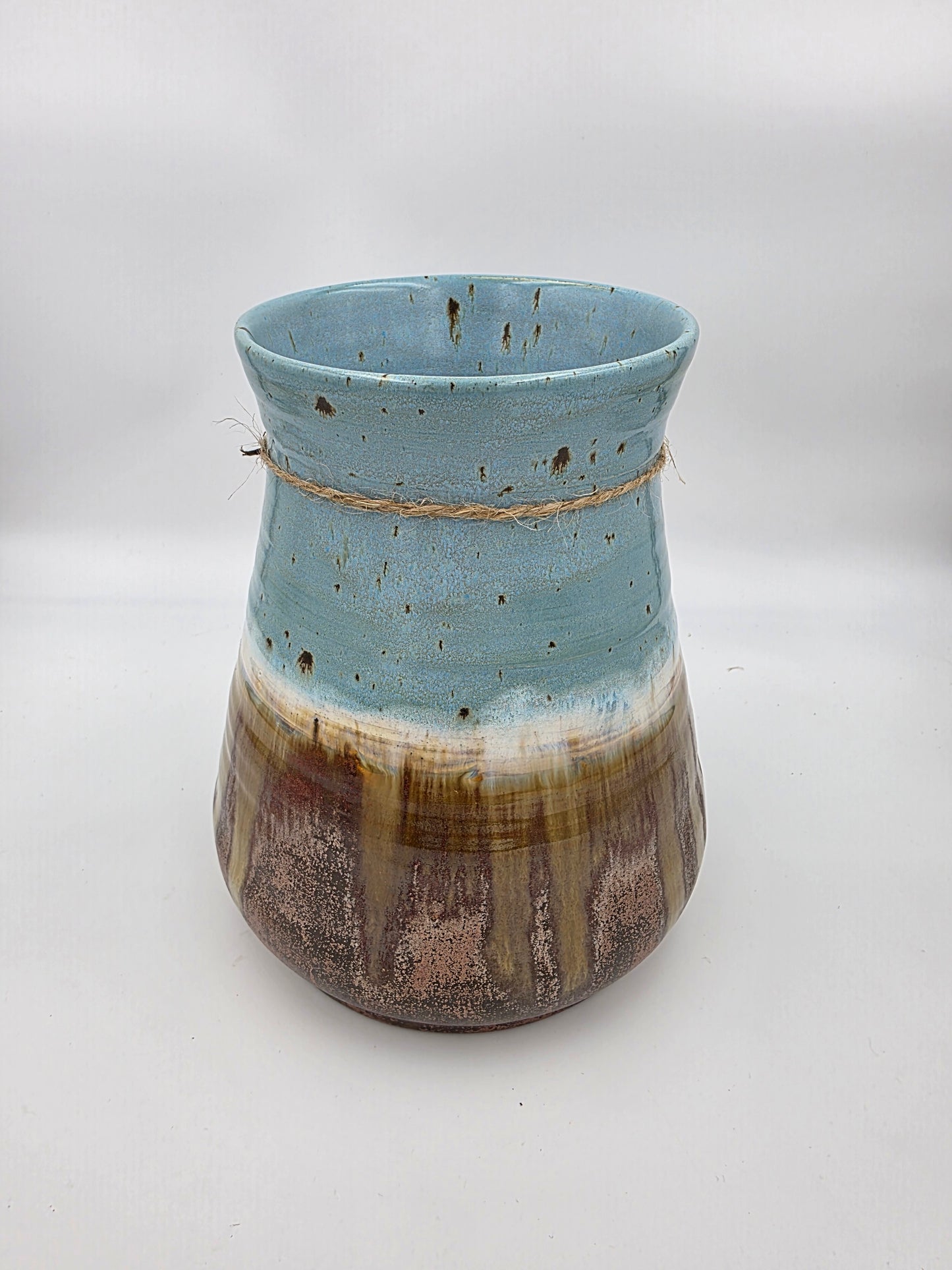 Utensil Crock/Flower Vase- SpeckledBlue/Copper