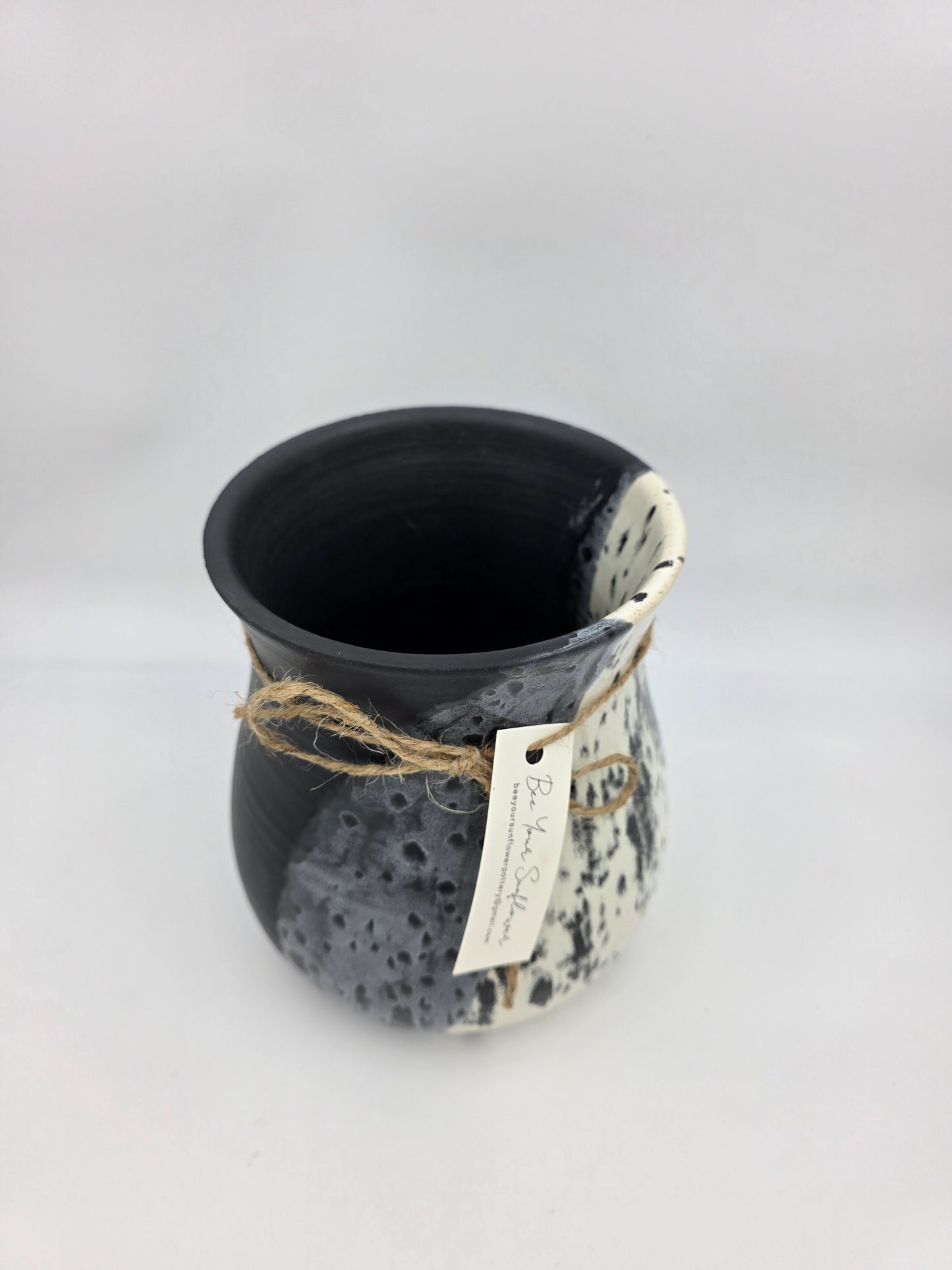 Utensil Crock/Flower Vase- Black/Black Specked