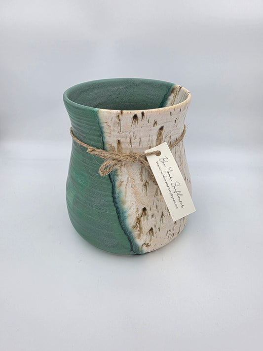 Utensil Crock/Flower Vase- Patina/Sand Cream