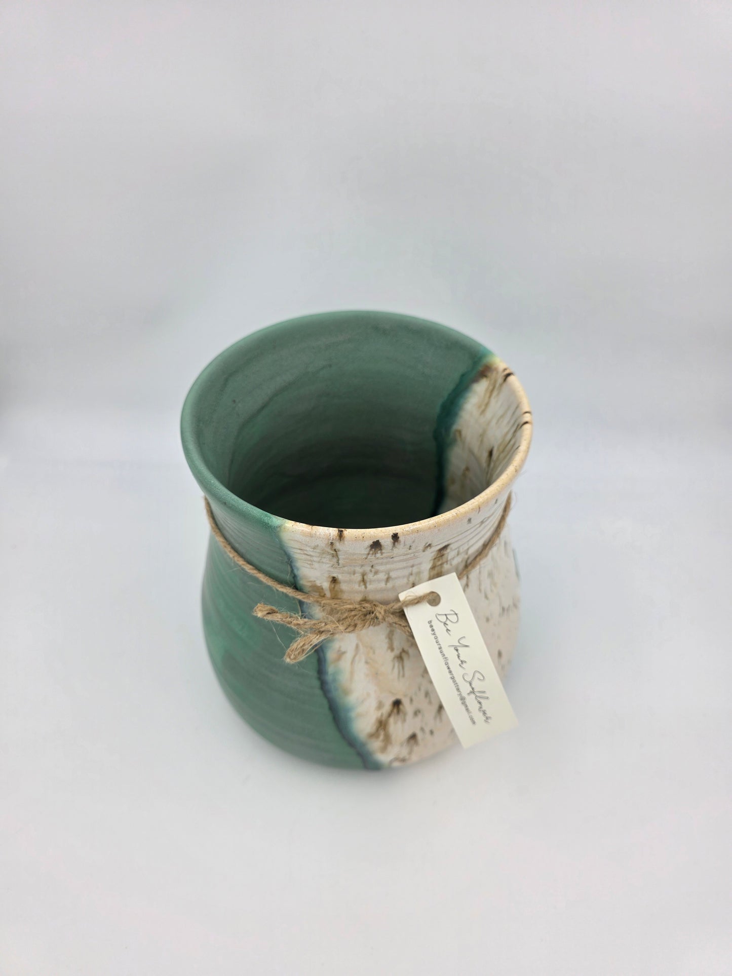 Utensil Crock/Flower Vase- Patina/Sand Cream