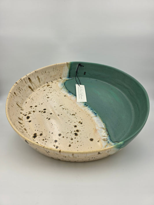 Serving Bowl- Teal/Cream Speckled