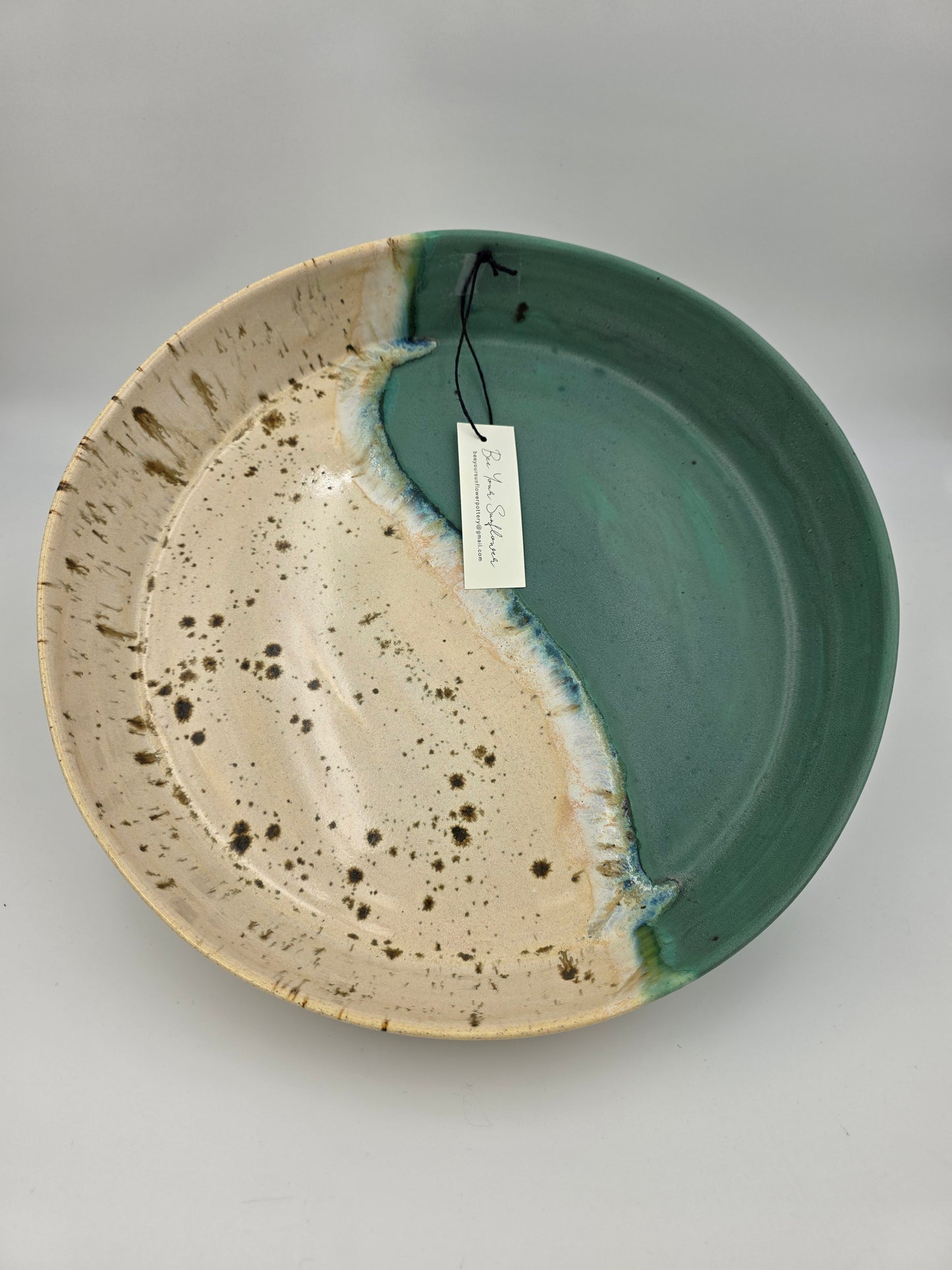 Serving Bowl- Teal/Cream Speckled