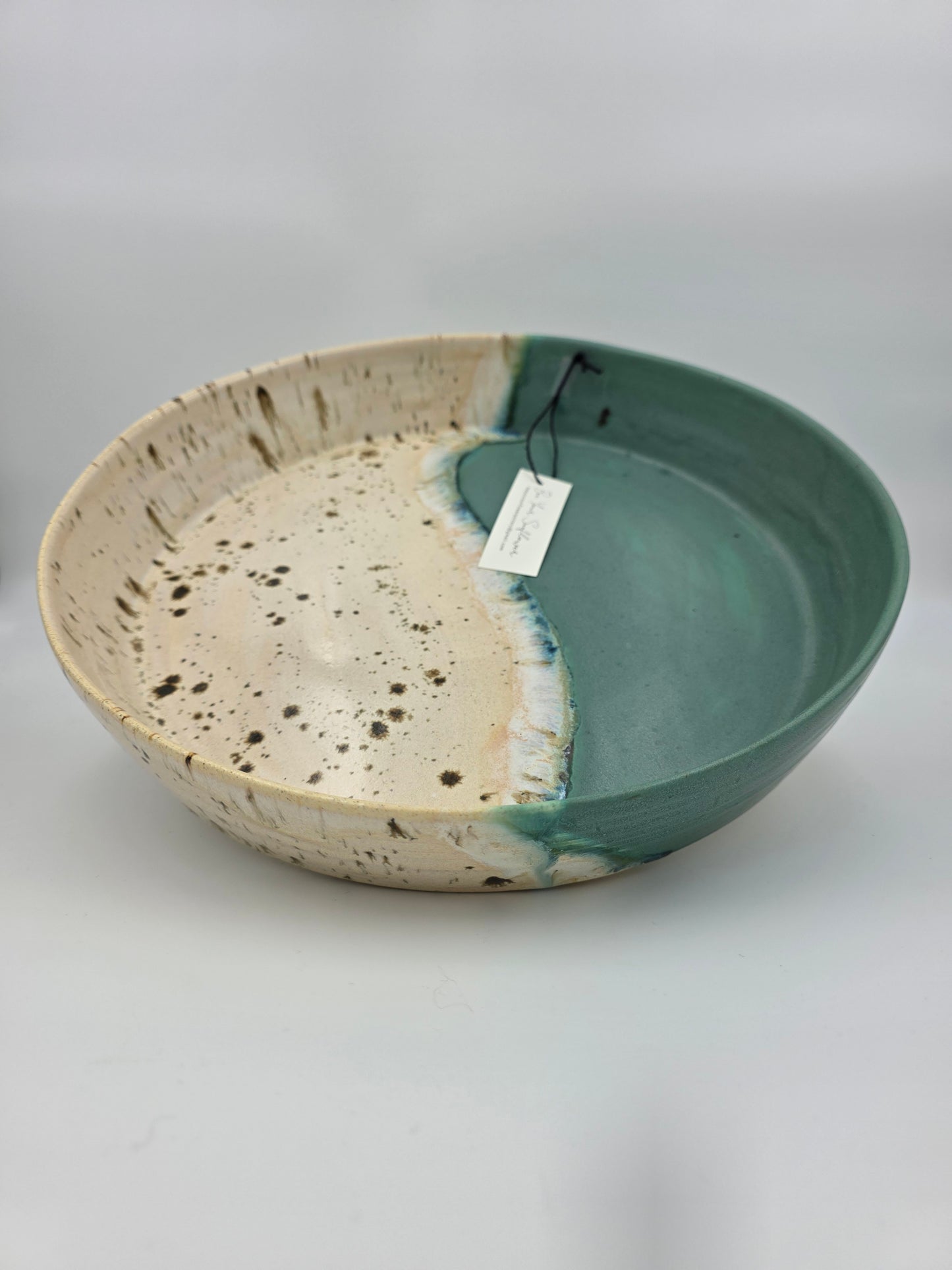 Serving Bowl- Teal/Cream Speckled