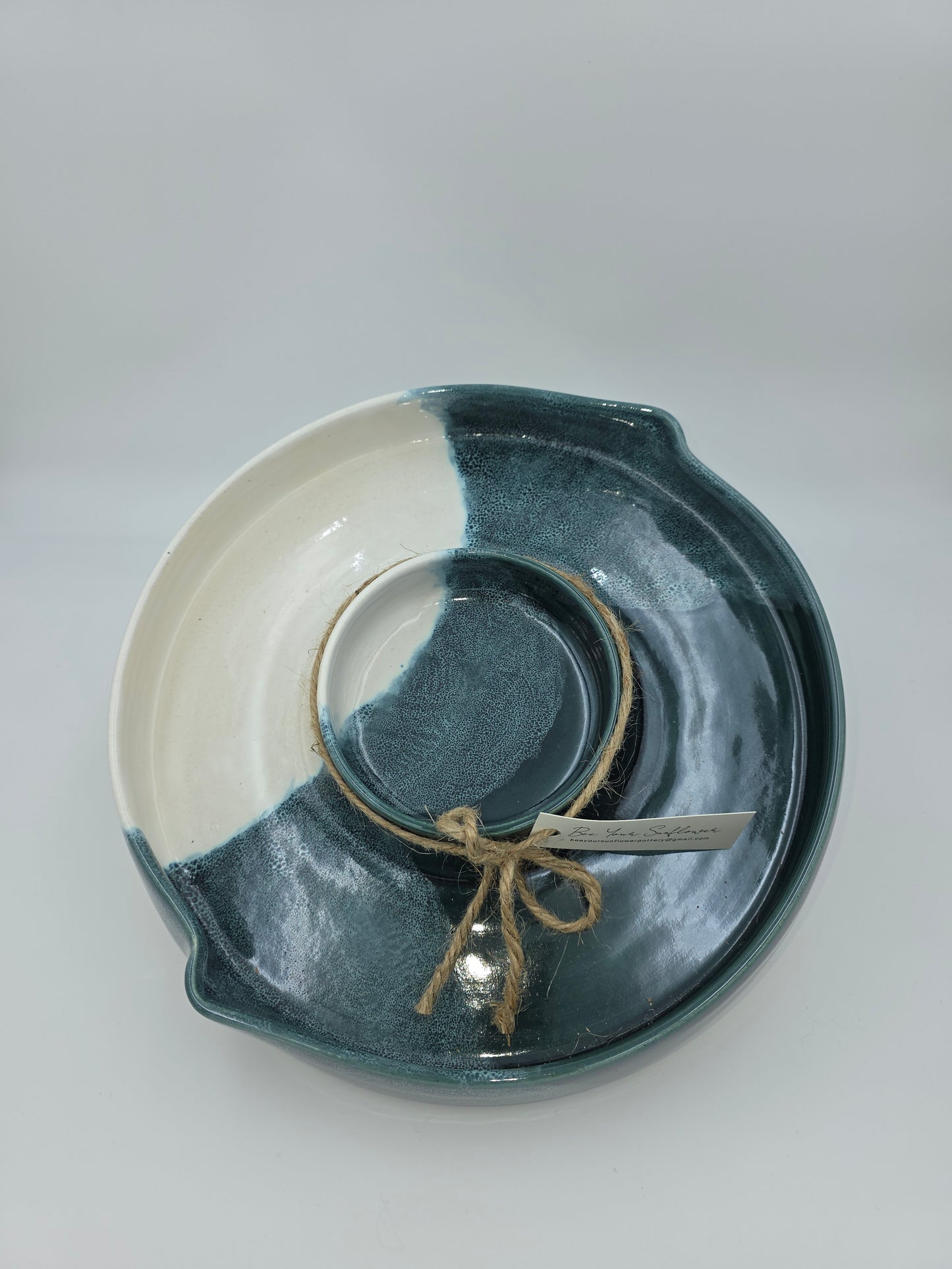 Chip N Dip Bowl- Emerald Green/White